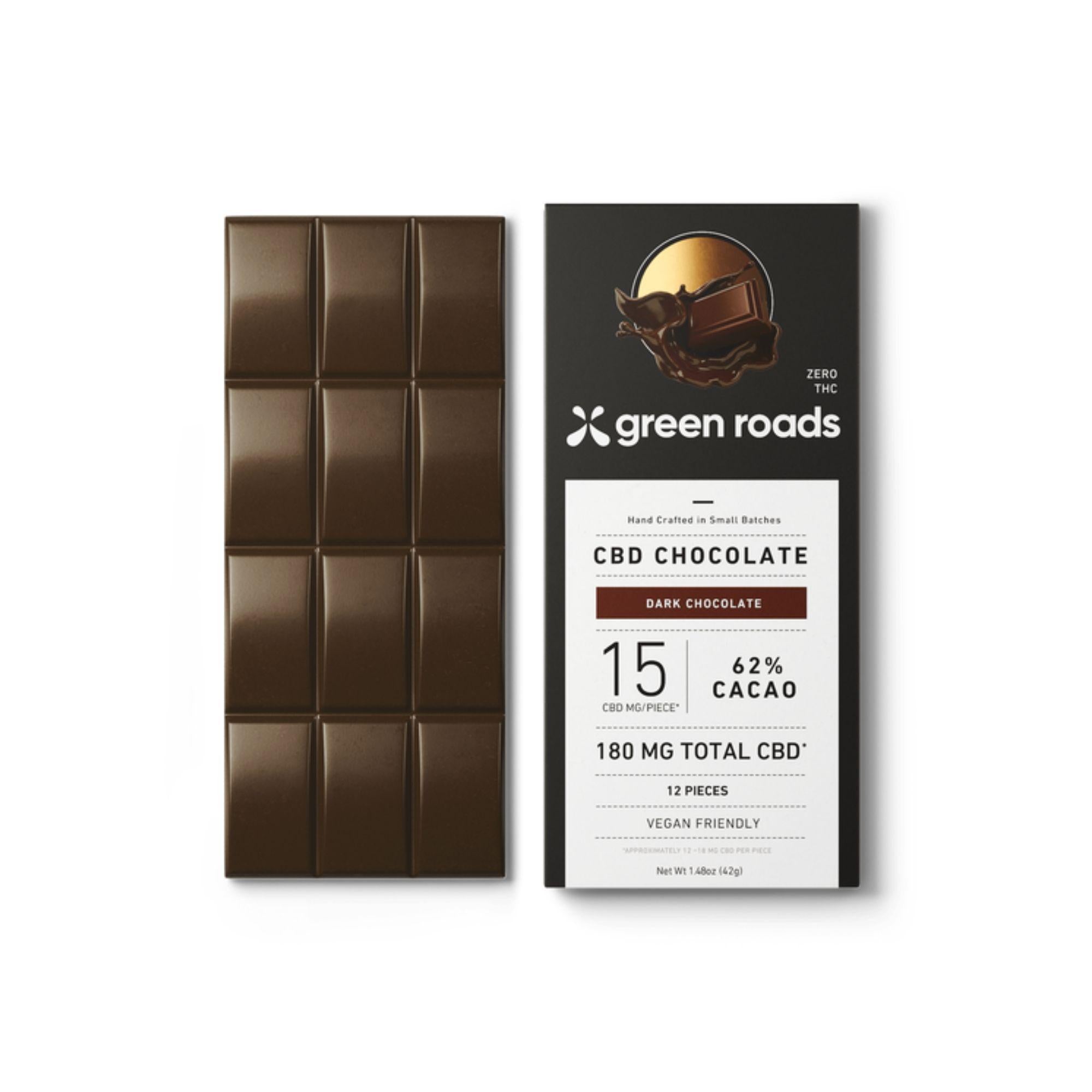 Green Roads 180MG Dark Chocolate Bar